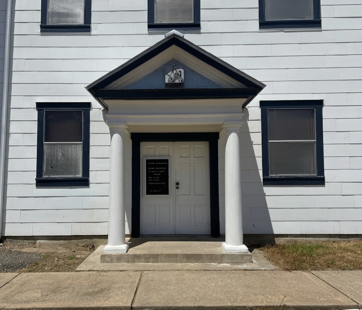 The columned entrance to Lafayette Lodge No. 34